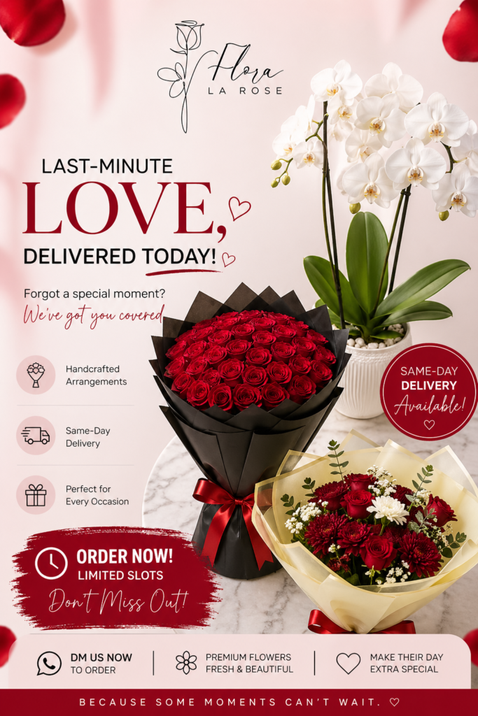 Luxury red rose bouquet same-day delivery UAE Flora La Rose