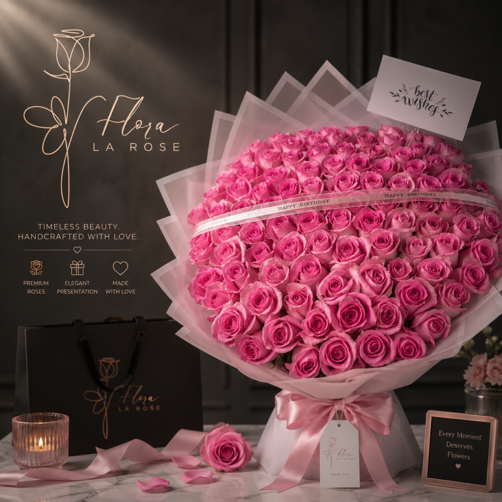 Luxury Pink Rose Bouquet – Flora La Rose Dubai