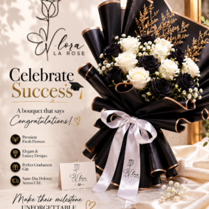Flora La Rose Luxury Graduation Bouquet – Fresh Celebration Flowers Dubai