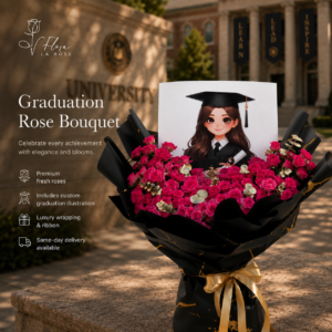Personalized Graduation Rose Bouquet – Custom Photo Graduation Flowers