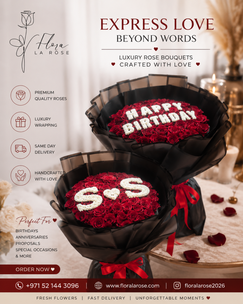Luxury rose bouquet delivery Dubai by Flora La Rose