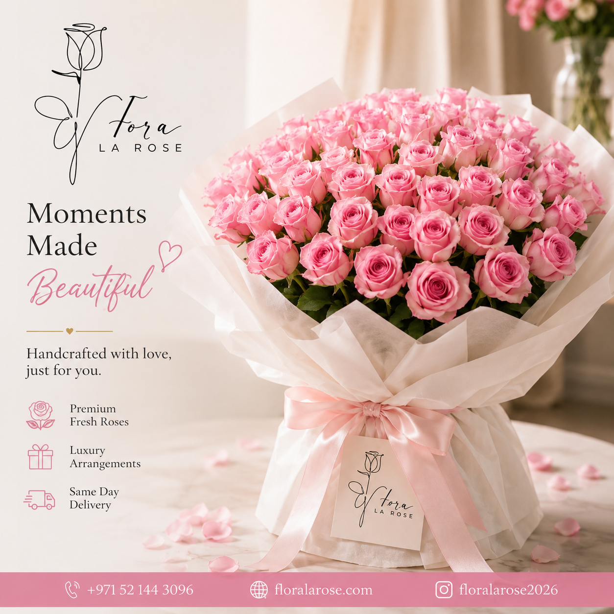 Luxury corporate flower bouquet by Flora La Rose for business gifting and same-day corporate flower delivery in Dubai