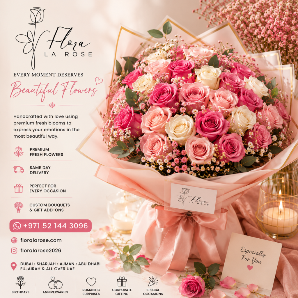 Luxury red rose bouquet by Flora La Rose in Dubai
