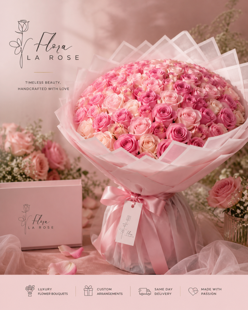Luxury fresh flower bouquet for same-day flower delivery in Dubai