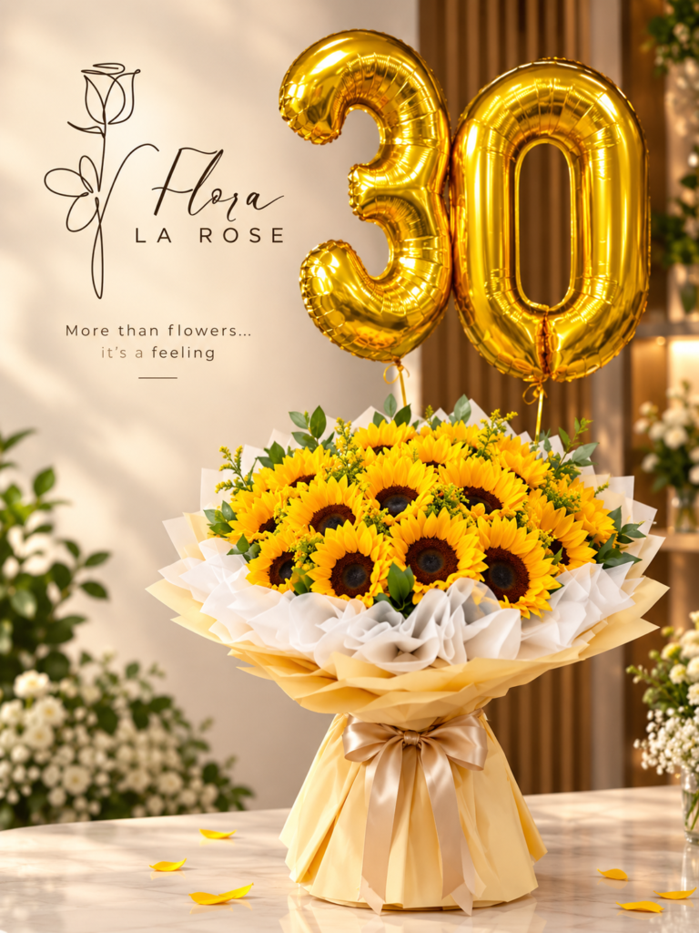 30th birthday sunflower bouquet in Dubai from Flora La Rose